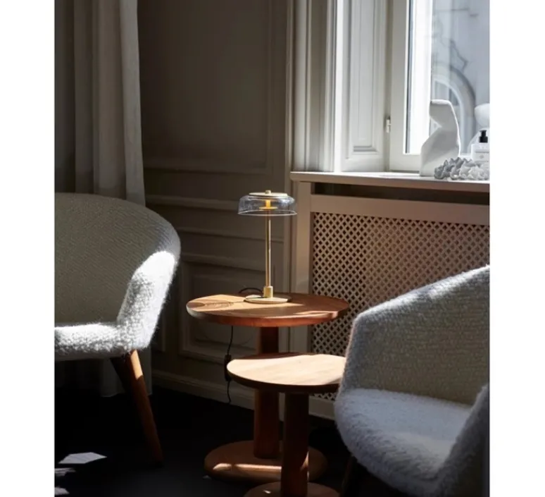 Lampe*Nuura Lampe à poser, Blossi small, , LED, dim, 2700K, 463 lm, Ø17cm, H33cm - or nordique, transparent