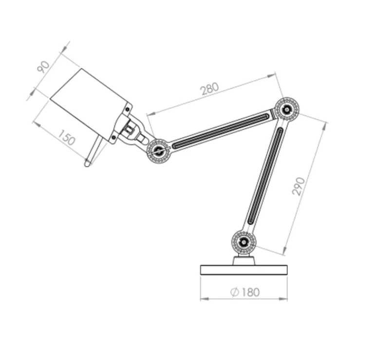 Lampe*Tonone Lampe à poser, Bolt petit, , laiton, L57cm, H29cm - gris