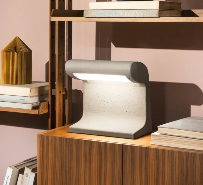 Lampe*Nemo Lighting Lampe à poser, Borne Mini, LED, 3000K, 1920lm, L30cm, H31cm - béton