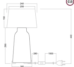 Lampe*Creative Cables Lampe à poser, Bottiglia, abat-jour Athena, , Ø24cm, H44cm - vert, blanc