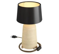 Lampe*Creative Cables Lampe à poser, Bottiglia, abat-jour Athena, , Ø24cm, H44cm - gris tourterelle, noir