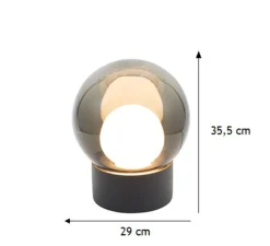 Lampe*Pulpo Lampe à poser, Boule Small, , 2700K, 806lm, H35,5cm - verre fumé, gris