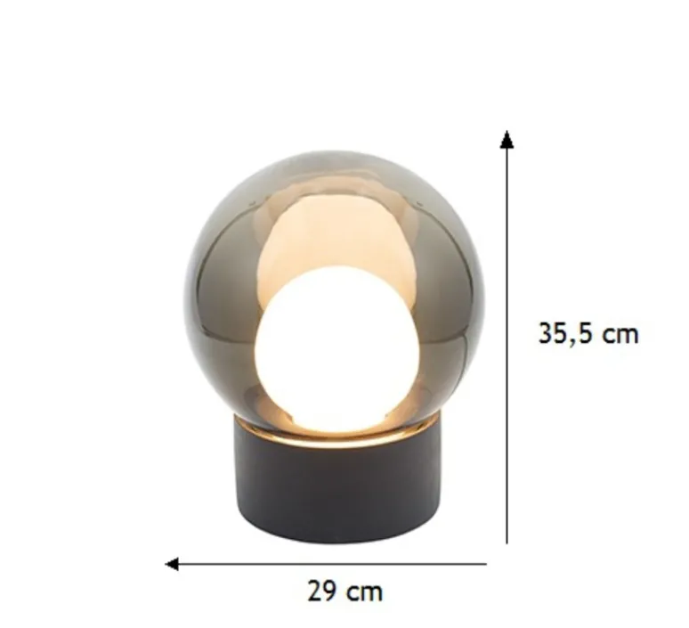 Lampe*Pulpo Lampe à poser, Boule Small, , 2700K, 806lm, H35,5cm - verre fumé, gris