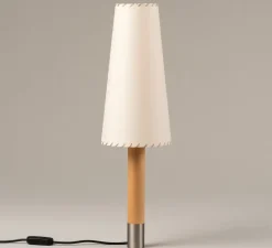Lampe à poser, Básica M2, nickel, beige, Ø20cm, H71cm - Santa & Cole