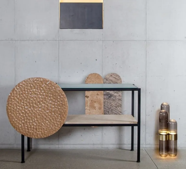 Lampe*Pulpo Lampe à poser, Cactus Small, , LED, 2700K, 1600 lm, Ø20cm, H63cm - gris fumé, laiton