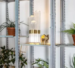 Lampe à poser, Cactus Small, transparent, laiton poli, LED, 2700K, 1600 lm, Ø20cm, H63cm - Pulpo