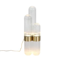 Lampe à poser, Cactus Small, transparent, laiton poli, LED, 2700K, 1600 lm, Ø20cm, H63cm - Pulpo