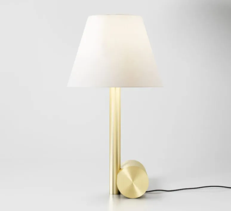 Lampe*CVL Lampe à poser, Calée XS, satiné, Ø22cm, H42cm - Blanc et laiton