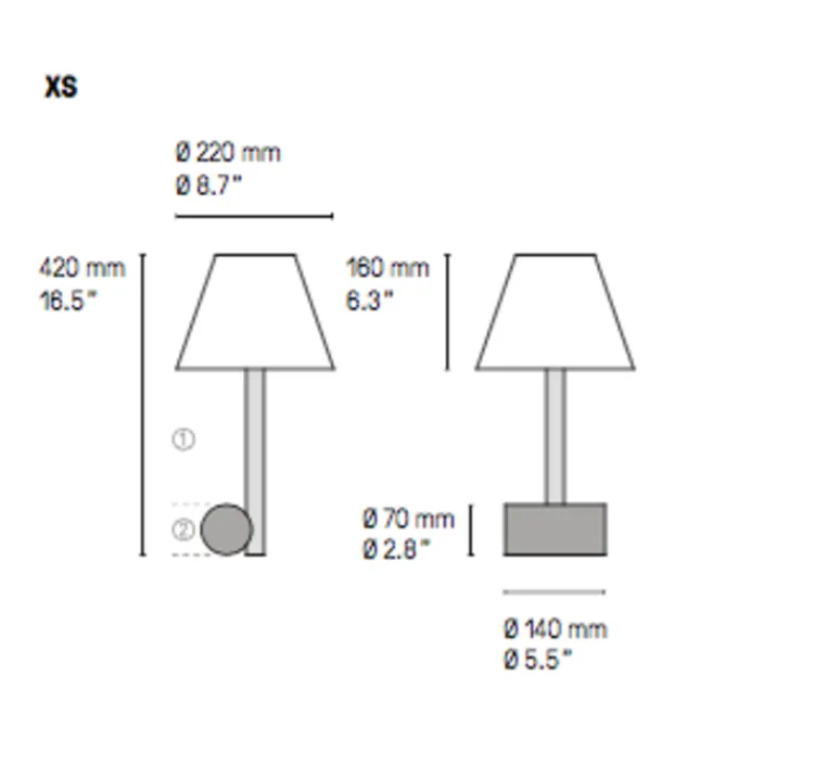 Lampe*CVL Lampe à poser, Calée XS, satiné, Ø22cm, H42cm - Blanc et laiton