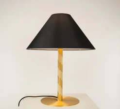 Lampe à poser, Candy, laiton satiné, abat-jour chinette noire, Ø45cm, H61cm - CVL