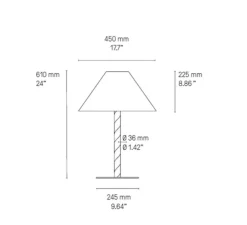 Lampe à poser, Candy, laiton satiné, abat-jour chinette noire, Ø45cm, H61cm - CVL