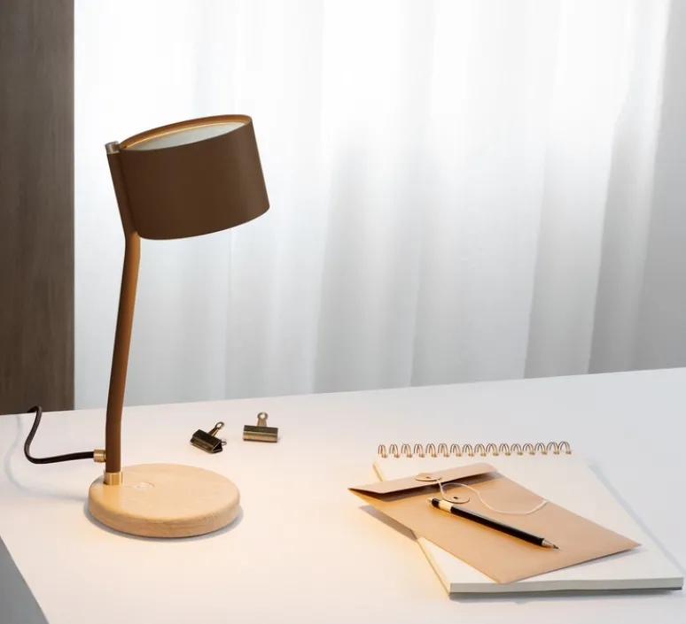 Lampe*JURIE & JARRE Lampe à poser, CANOPEE, , L16cm, H37cm - Brun cognac