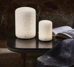 Lampe à poser, Capsule, laiton, albâtre, LED, dim, 2700-1800K, 500 lm, Ø13cm, H19,5cm - Carpyen