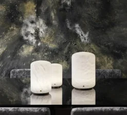 Lampe à poser, Capsule, laiton, albâtre, LED, dim, 2700-1800K, 980 lm, Ø20cm, H30,2cm - Carpyen