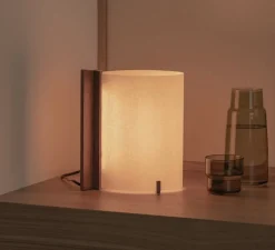 Lampe à poser, Cata, noyer, LED, 2200K, 80 lm, L13,5cm, H25cm - Faro