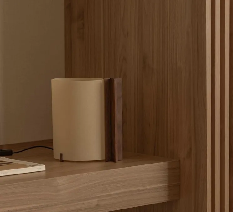 Lampe à poser, Cata, noyer, LED, 2200K, 80 lm, L13,5cm, H25cm - Faro