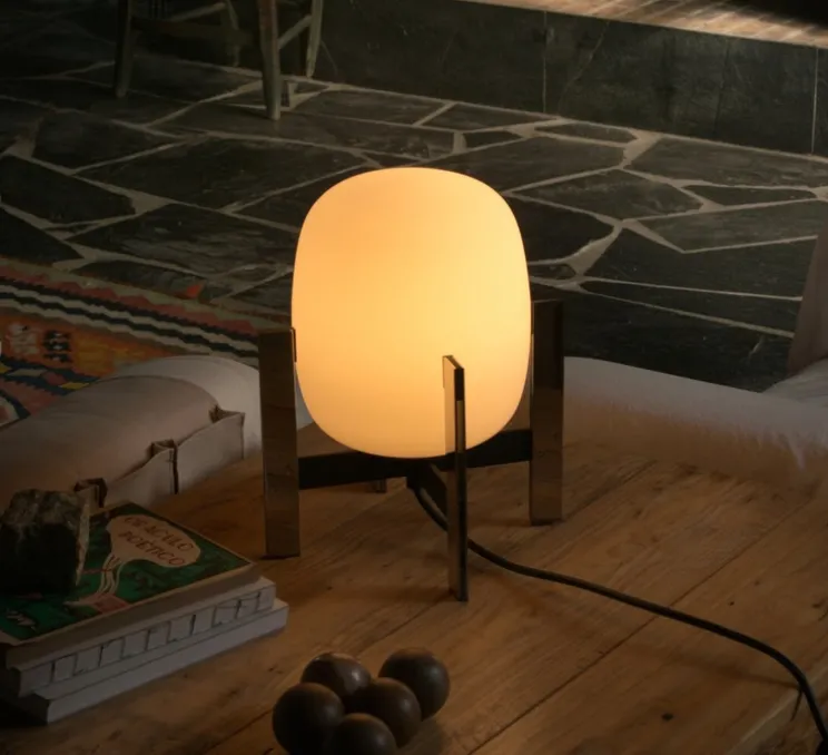 Lampe à poser, Cestita Metallica, acier poli, Ø23cm, H28cm - Santa & Cole