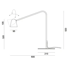 Lampe à poser, Chaplin, blanc, L60cm - Formagenda