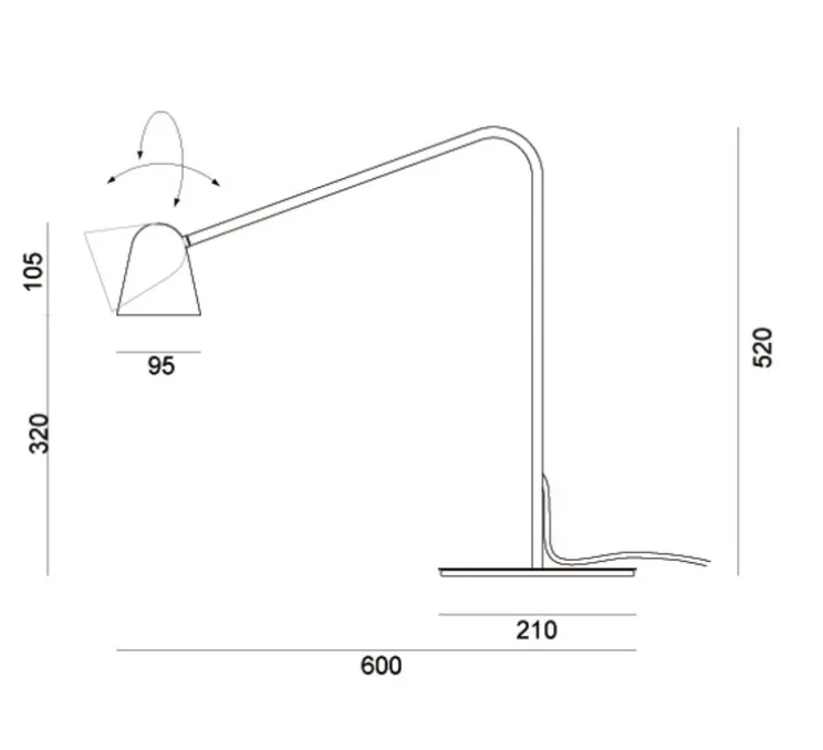 Lampe à poser, Chaplin, noir, L60cm - Formagenda