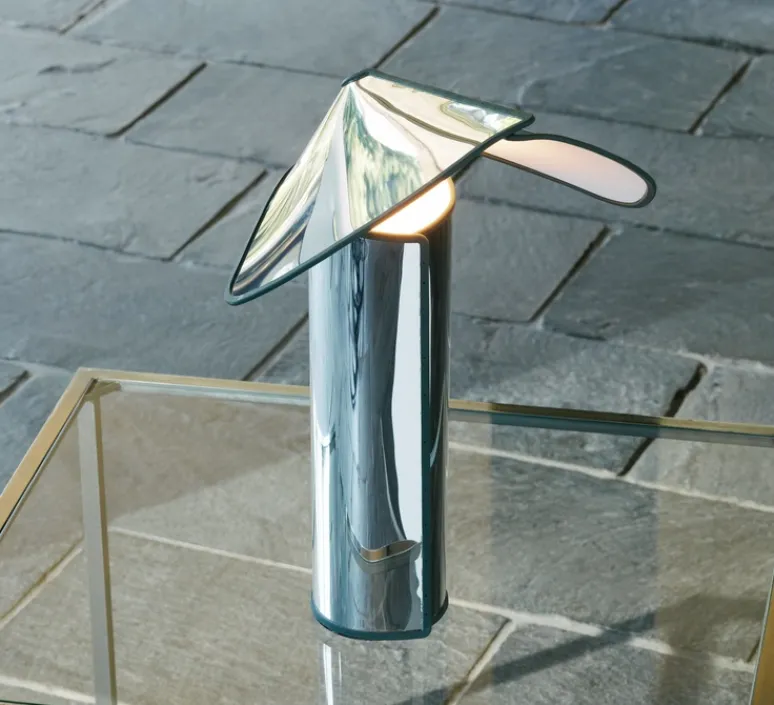 Lampe*Flos Lampe à poser, Chiara, , L28cm, H41cm - aluminium et blanc, bordure anthracite