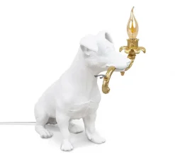 Enfants|Lampe*Seletti Lampe à poser, Chien, Rio Lamp, , L42cm, H25cm - blanc et or