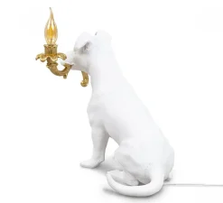 Enfants|Lampe*Seletti Lampe à poser, Chien, Rio Lamp, , L42cm, H25cm - blanc et or