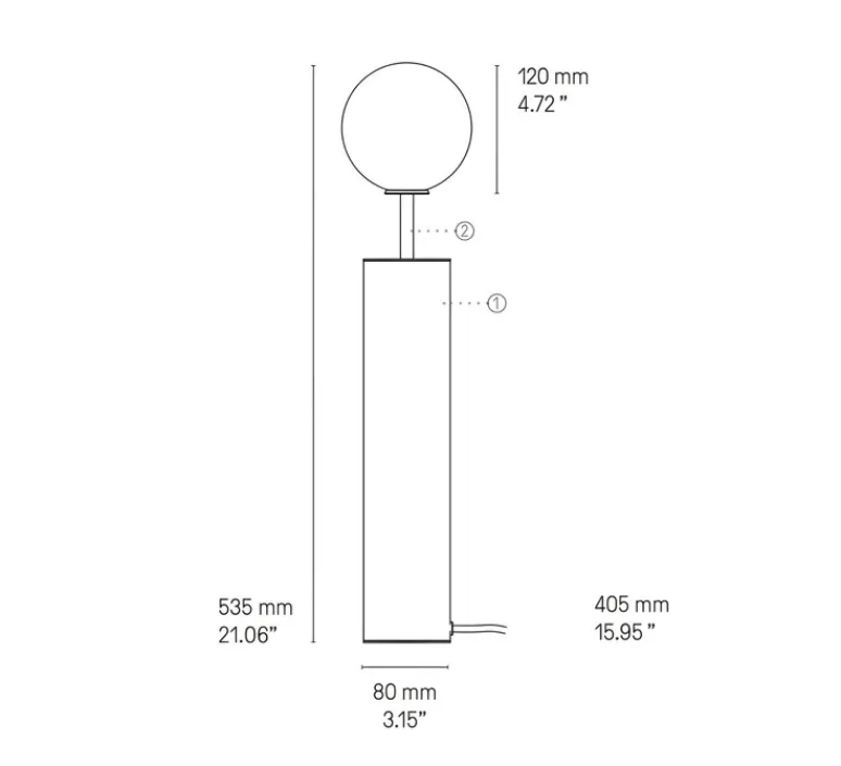 Lampe*CVL Lampe à poser, Co large, , Ø8cm, H53,5cm - blanc brillant