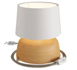 Lampe à poser, Coppa, abat-jour Athena, terracotta, blanc, Ø24cm, H29cm - Creative Cables