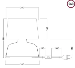 Lampe*Creative Cables Lampe à poser, Coppa, abat-jour Athena, , Ø24cm, H29cm - blanc brillant, jute