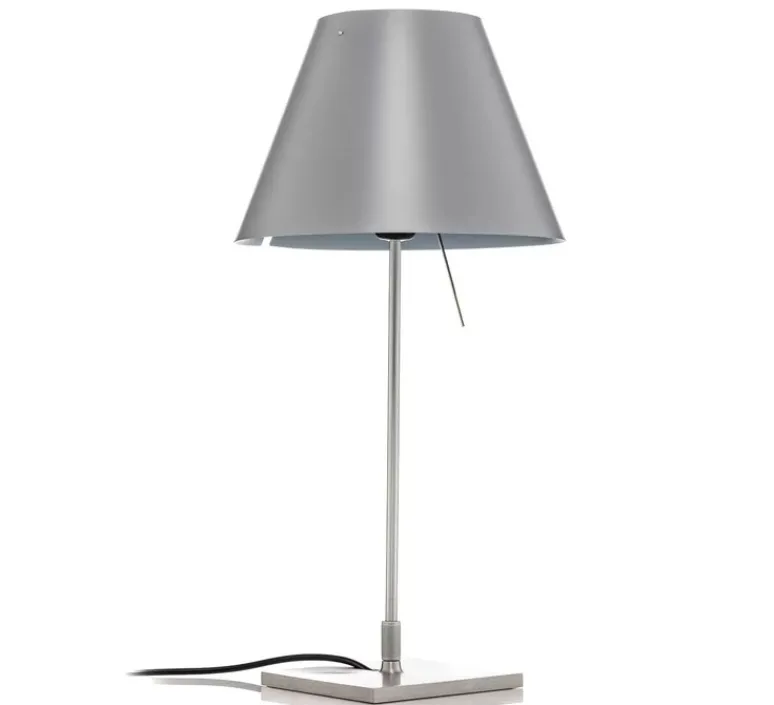 Lampe*Luceplan Lampe à poser, Costanzina, abat-jour gris béton, pied aluminium, Ø26cm, H51cm - gris béton, aluminium