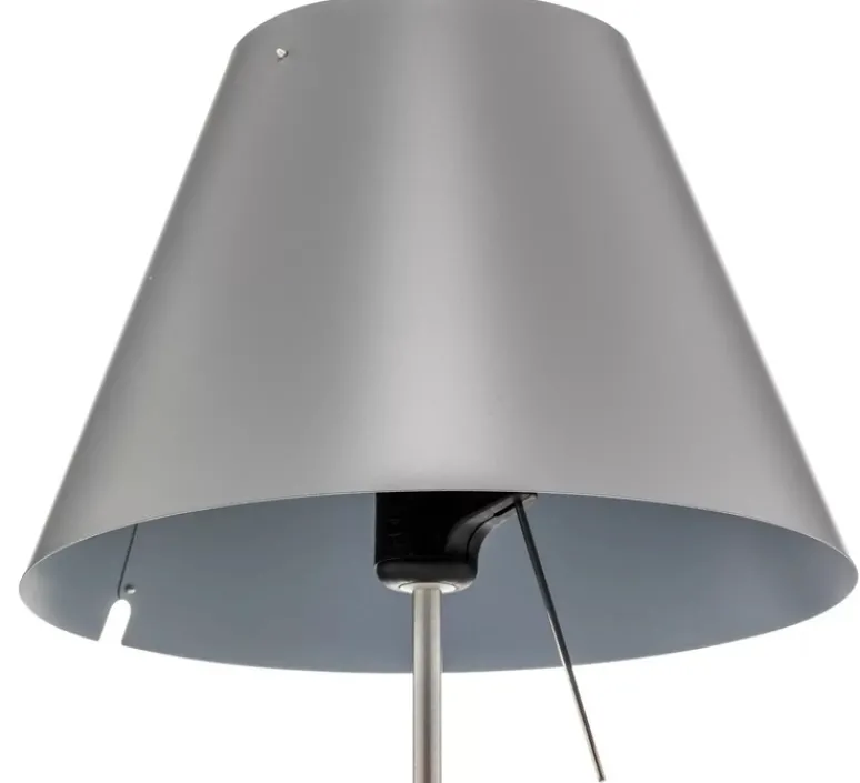 Lampe*Luceplan Lampe à poser, Costanzina, abat-jour gris béton, pied aluminium, Ø26cm, H51cm - gris béton, aluminium