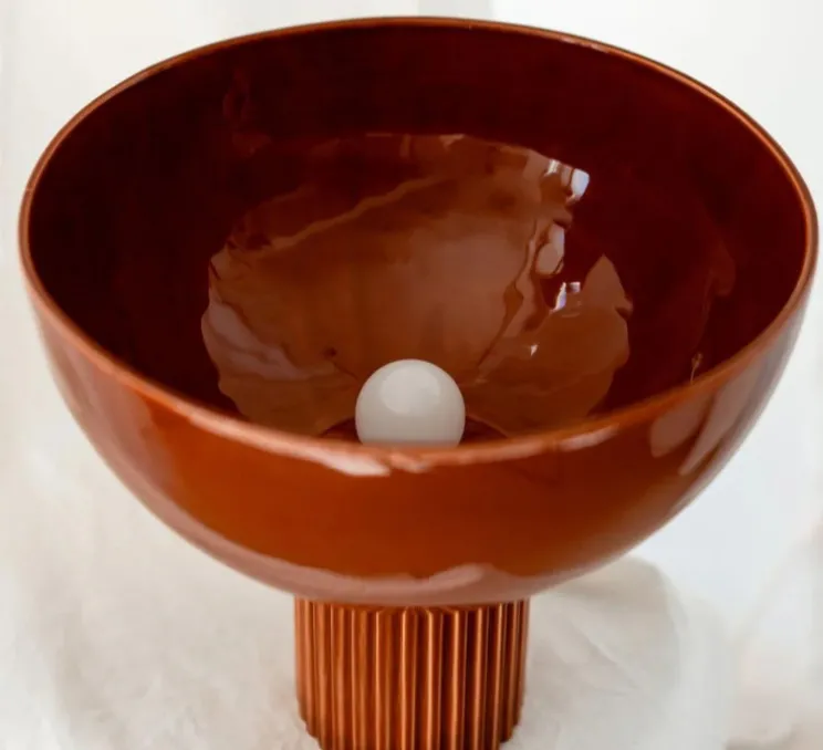 Lampe à poser, Coupo, Terracotta brillant, Ø29cm, H25cm - Oustao