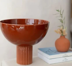 Lampe à poser, Coupo, Terracotta brillant, Ø29cm, H25cm - Oustao