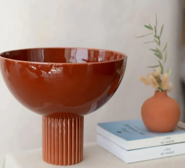 Lampe à poser, Coupo, Terracotta brillant, Ø29cm, H25cm - Oustao