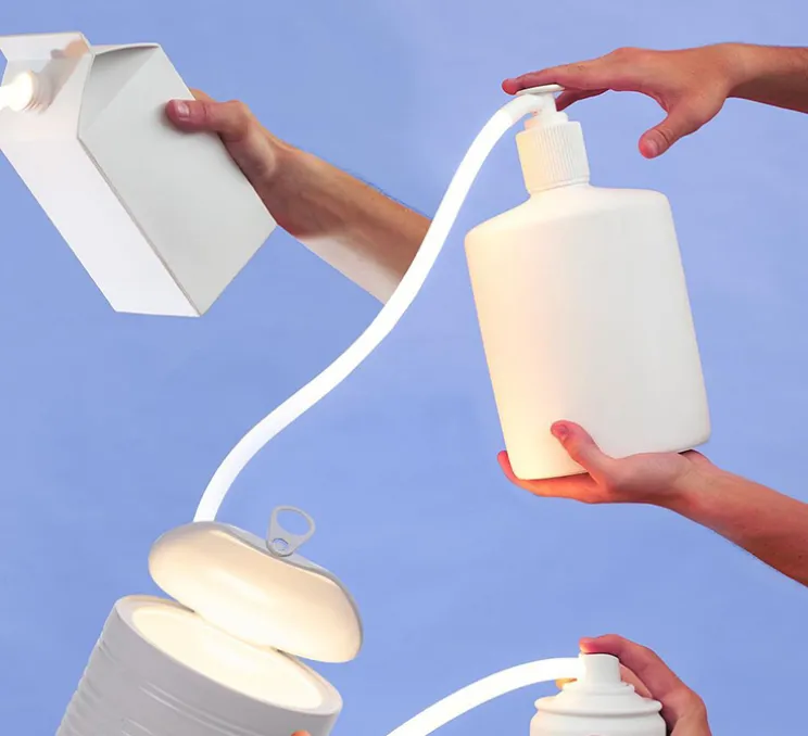 Lampe à poser, Daily Glow Milk, carton de lait, blanc, LED, 3000K, 1350lm, L10cm, H22cm - Seletti
