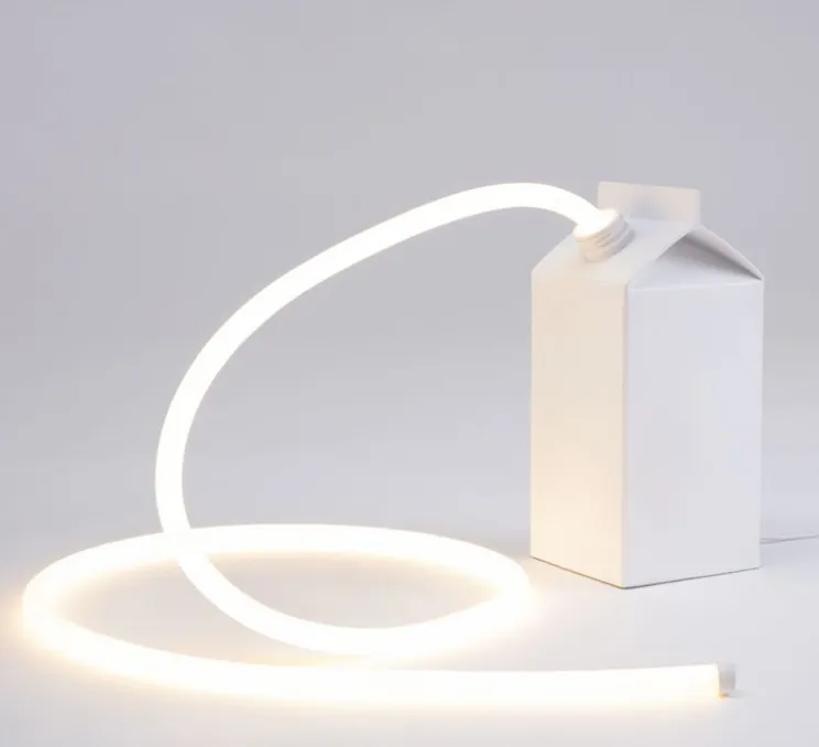 Lampe à poser, Daily Glow Milk, carton de lait, blanc, LED, 3000K, 1350lm, L10cm, H22cm - Seletti