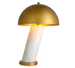 Lampe*Eichholtz Lampe à poser, Daniel, , L50cm, H74cm - marbre blanc, laiton antique