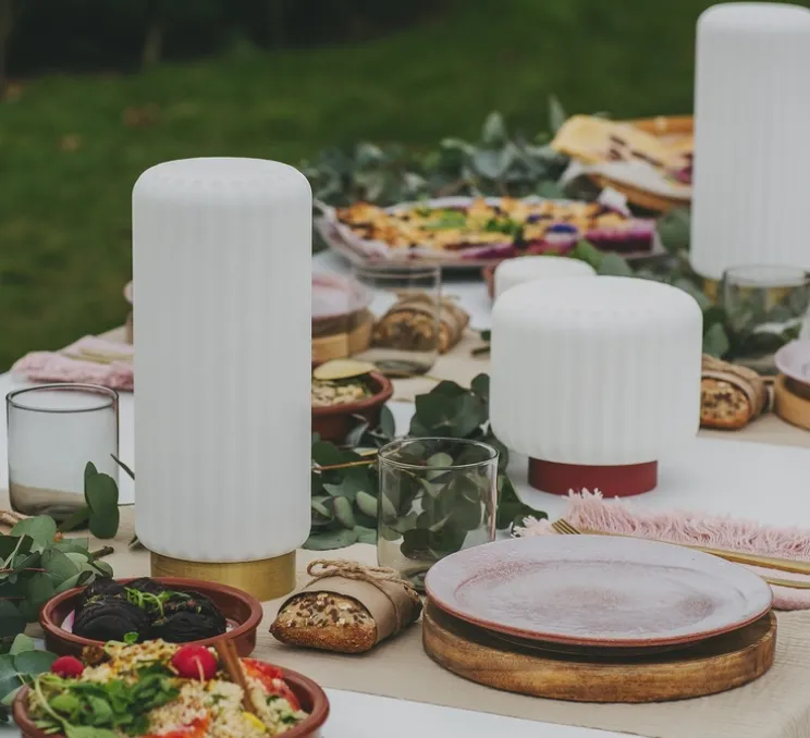 Lampe à poser, Dentelles H15, terra, IP65, Ø16cm, H15cm - Atelier Pierre