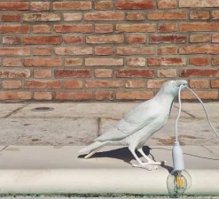 Enfants|Lampe*Seletti Lampe à poser d'extérieur, Corbeau, Bird Lamp Waiting Outdoor, , L29,5cm, H12cm - blanc