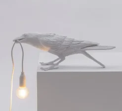 Lampe à poser d'extérieur, Corbeau, Bird Lamp Playing Outdoor, blanc, L33,5cm, H11,5cm - Seletti
