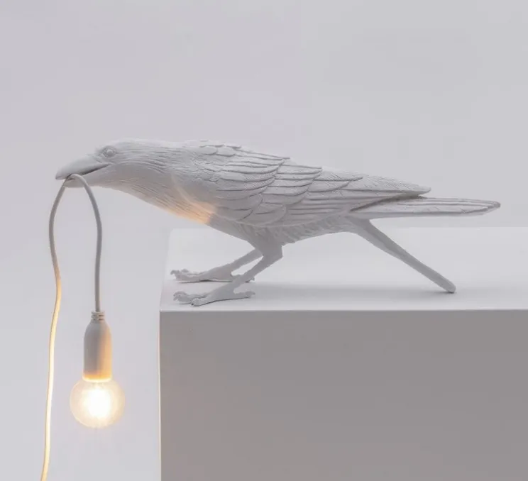 Lampe à poser d'extérieur, Corbeau, Bird Lamp Playing Outdoor, blanc, L33,5cm, H11,5cm - Seletti