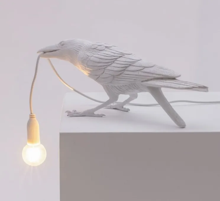 Lampe à poser d'extérieur, Corbeau, Bird Lamp Playing Outdoor, blanc, L33,5cm, H11,5cm - Seletti