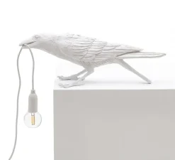 Lampe à poser d'extérieur, Corbeau, Bird Lamp Playing Outdoor, blanc, L33,5cm, H11,5cm - Seletti