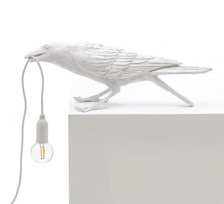 Lampe à poser d'extérieur, Corbeau, Bird Lamp Playing Outdoor, blanc, L33,5cm, H11,5cm - Seletti