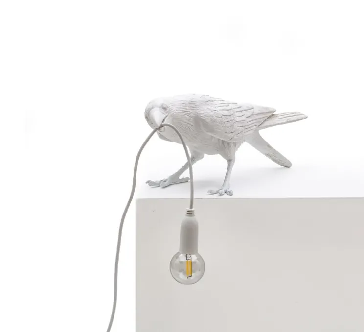 Lampe à poser d'extérieur, Corbeau, Bird Lamp Playing Outdoor, blanc, L33,5cm, H11,5cm - Seletti