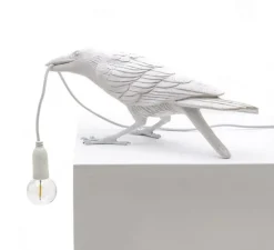 Lampe à poser d'extérieur, Corbeau, Bird Lamp Playing Outdoor, blanc, L33,5cm, H11,5cm - Seletti