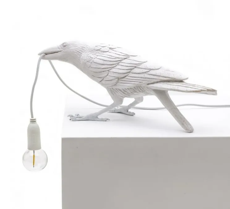 Lampe à poser d'extérieur, Corbeau, Bird Lamp Playing Outdoor, blanc, L33,5cm, H11,5cm - Seletti
