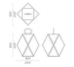 Lampe à poser d'extérieur, Muse Lantern battery, large, noir et blanc, IP65, LED, 3000k, 430 lm, Ø60cm, H60cm - Contardi