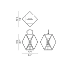 Lampe à poser d'extérieur, Muse Lantern, medium, bronze, ambre, IP68, Ø40cm, H40cm - Contardi