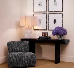 Lampe*Eichholtz Lampe à poser, Division, , L45cm, H35cm - céramique raku, blanc craquelé